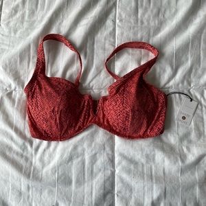 NWT Shade & Shore Reddish Orange Underwire Swimsuit Bra Top